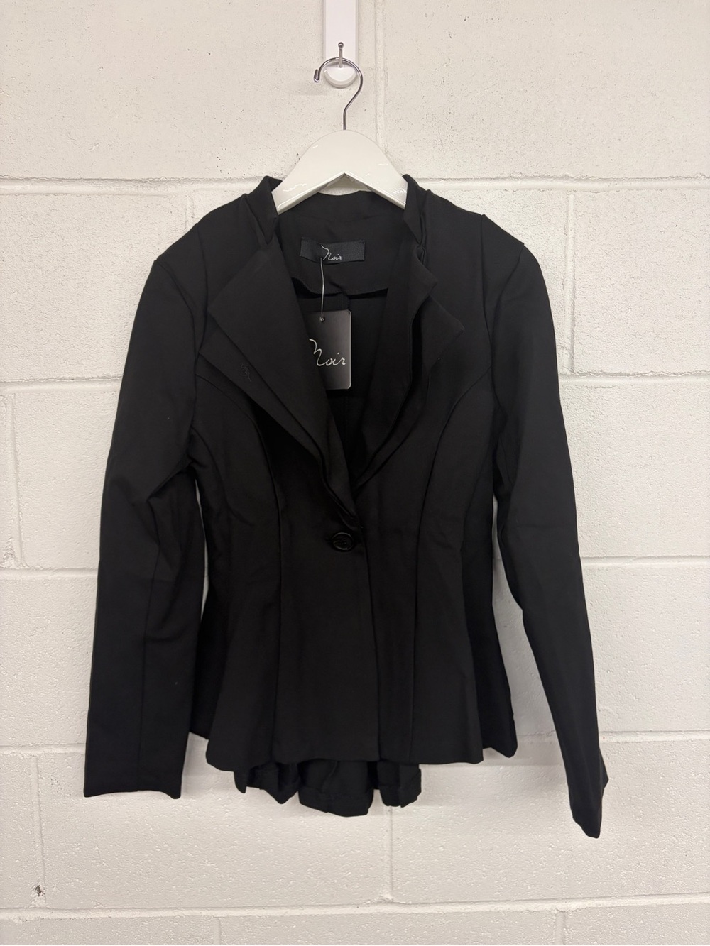 All sz NOIR ponte black Lord & Taylor Tailored Single-Button Blazer peplum